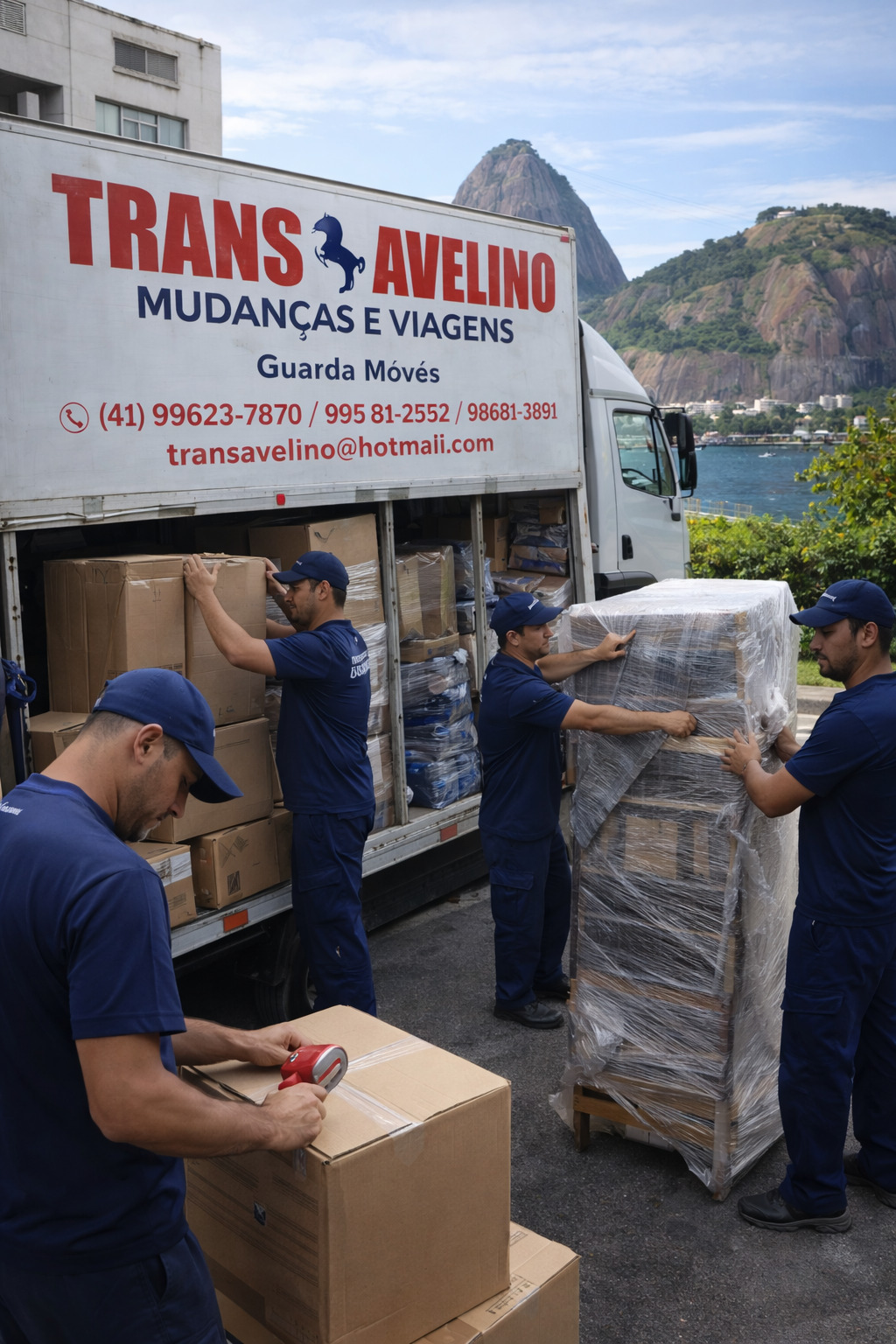 Equipe organizando mudança para o Rio de Janeiro